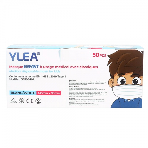 Boite de 50 masques chirurgicaux pédiatriques ENFANT YLEA 