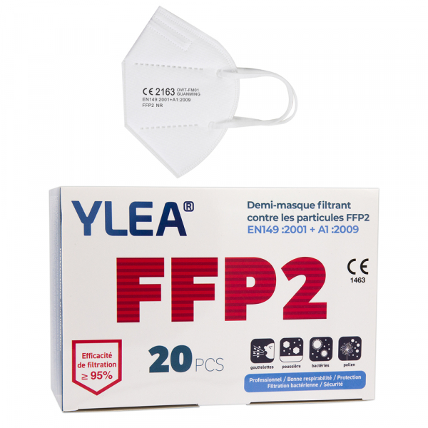 Boites de 20 masques FFP2 YLEA FILTRATION>95%